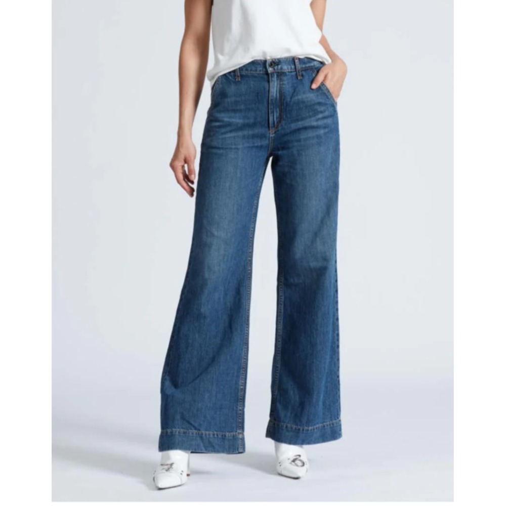 ASKK NY Denim Trouser High Waisted Wide Leg Jeans Womens Size 31 Blue